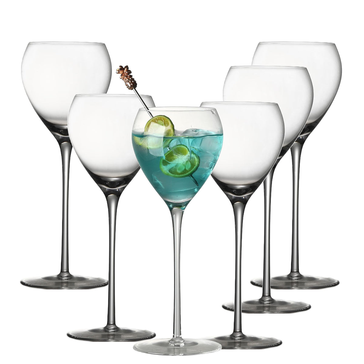 Hand Blown Crystal Cocktail Glasses Set of 6, 5.8Oz Clear Y869857