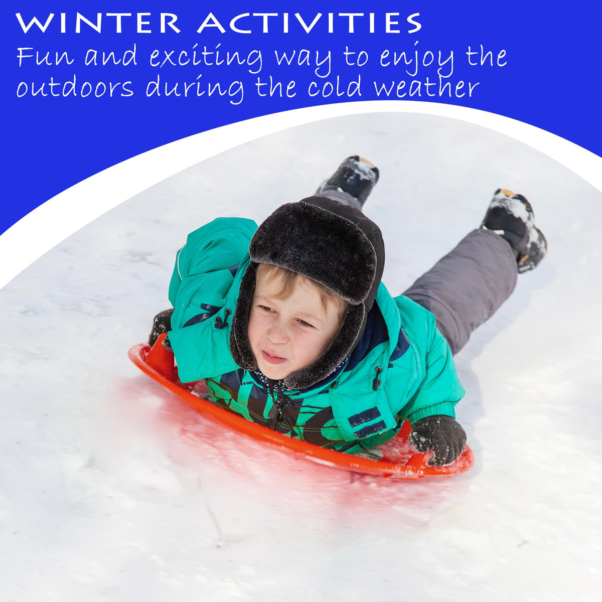 Heavy-Duty Cold Resistant Plastic Snow Sled with Handles P179723