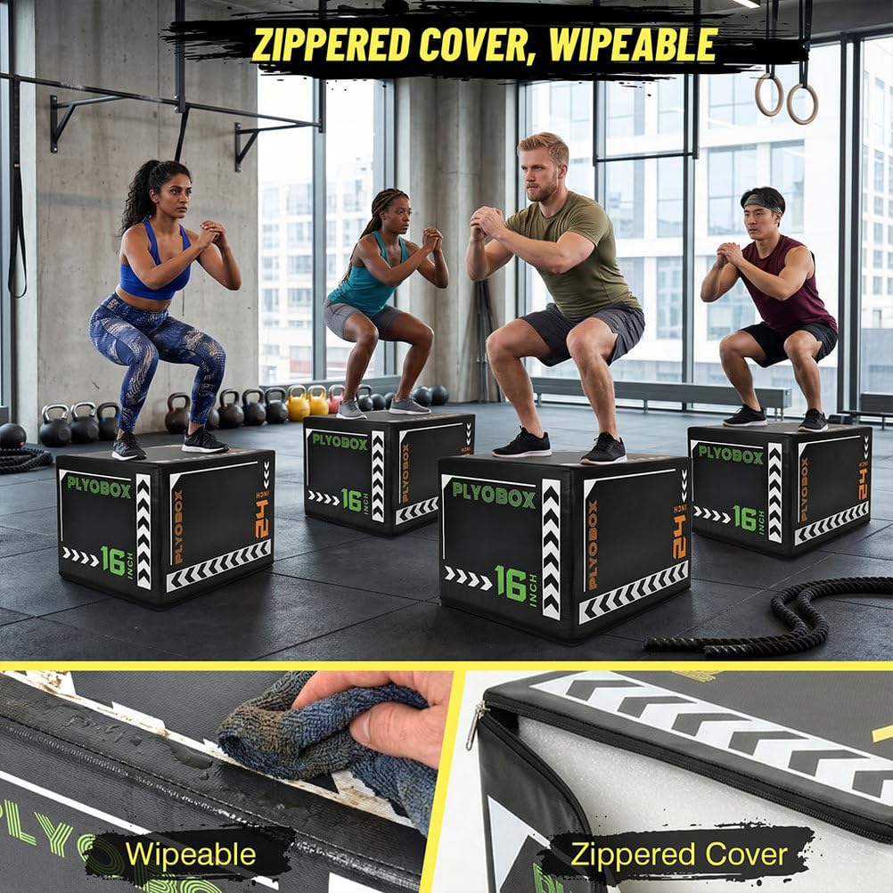 3-in-1 Foam Plyometric Jump Box, 16/20/24 Inch S7267