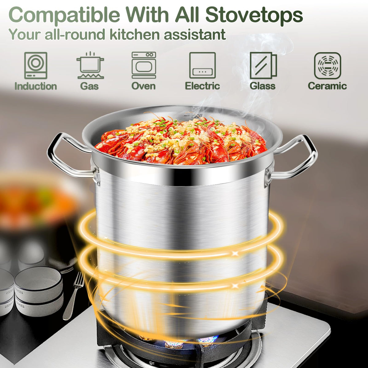 40QT Stainless Steel Stockpot with Lid V10324