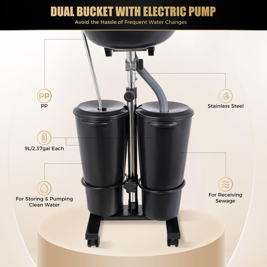 Portable Shampoo Bowl with Electric Pump and Drain Hoses Y792