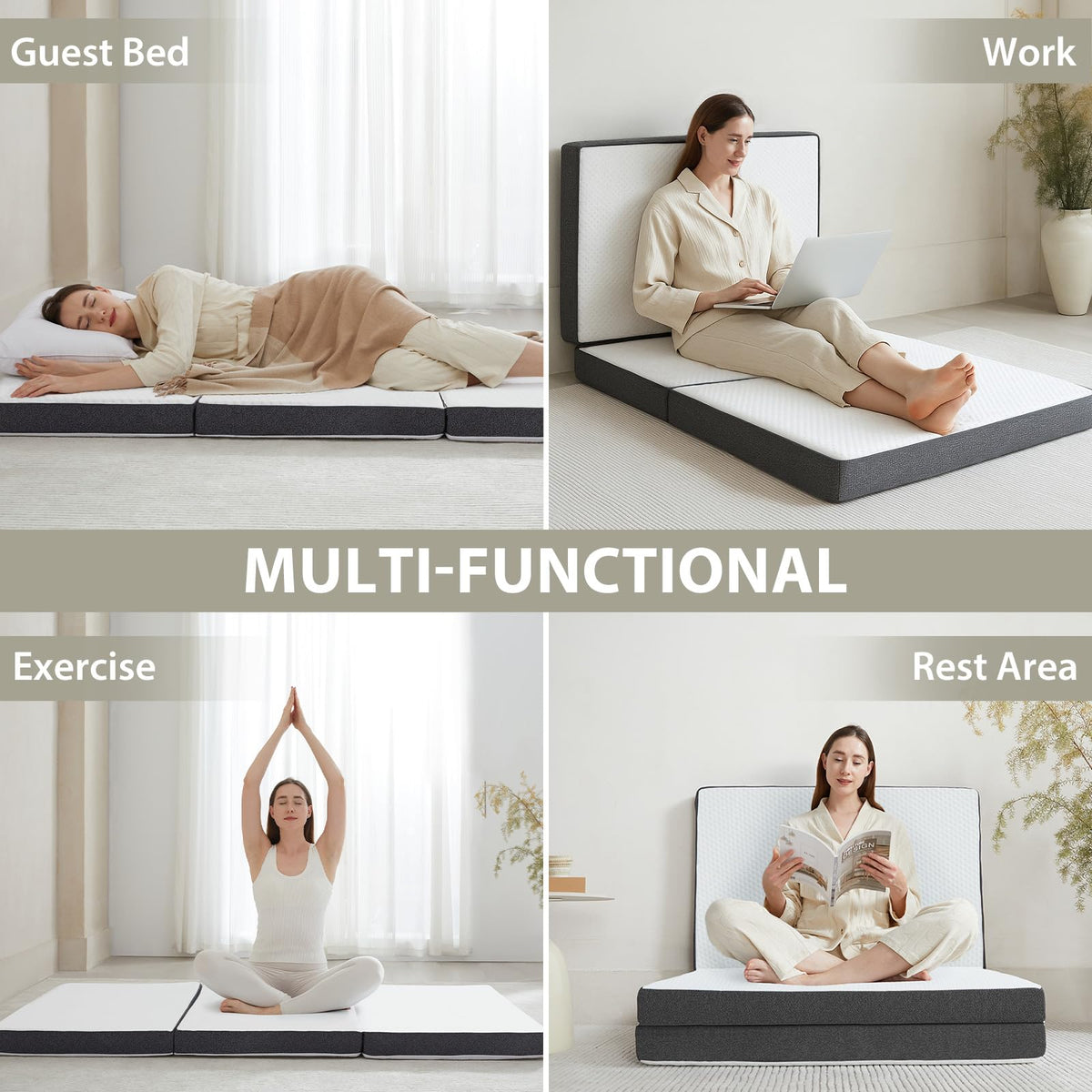 3 inch Tri Fold Memory Foam Mattress with Washable Cover A98357