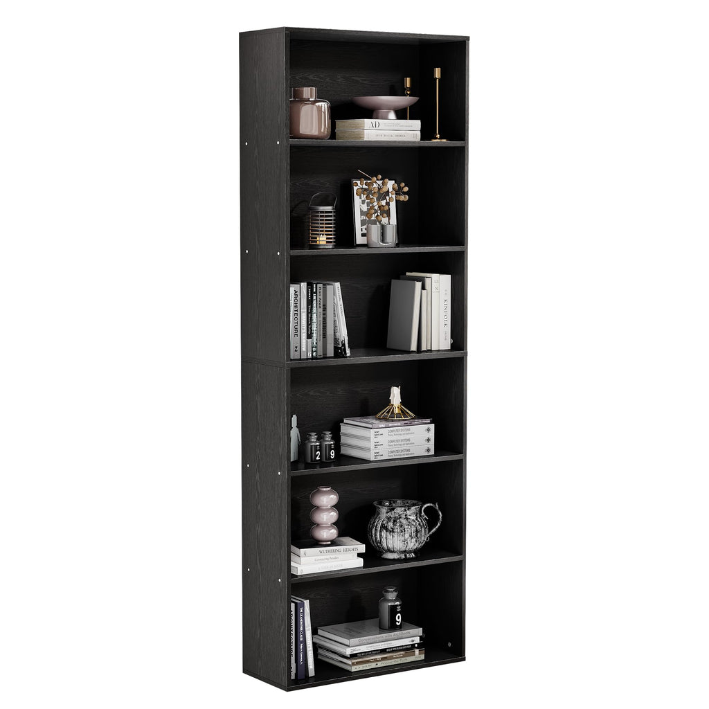 71" Tall 6-Tier Black Bookshelf O933261