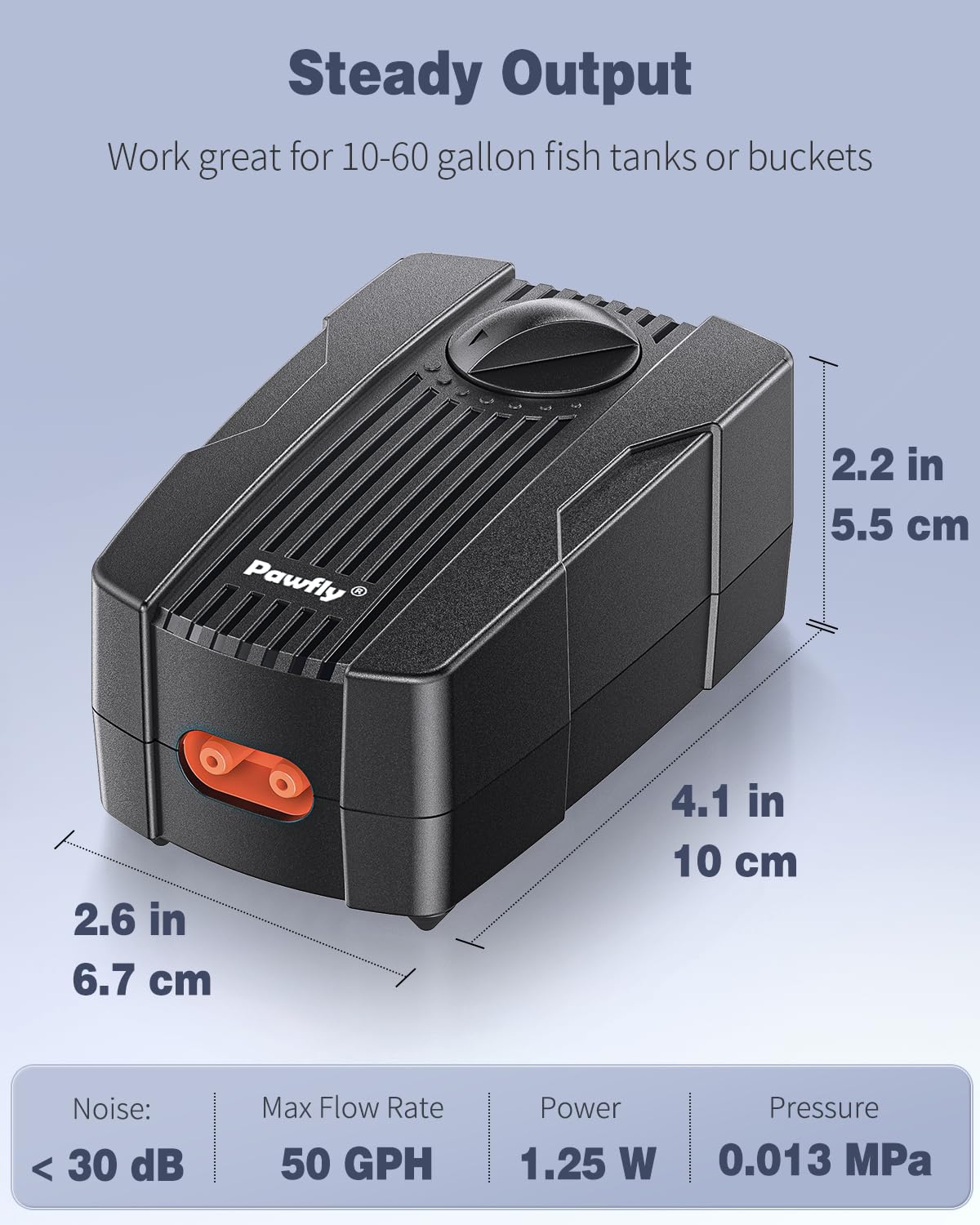50 GPH Aquarium Air Pump with Airline Tubing J397