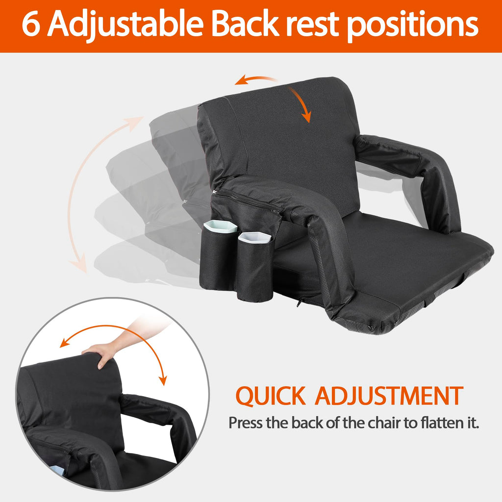 2 Pack Folding Bleacher Chairs with Cushion B958504