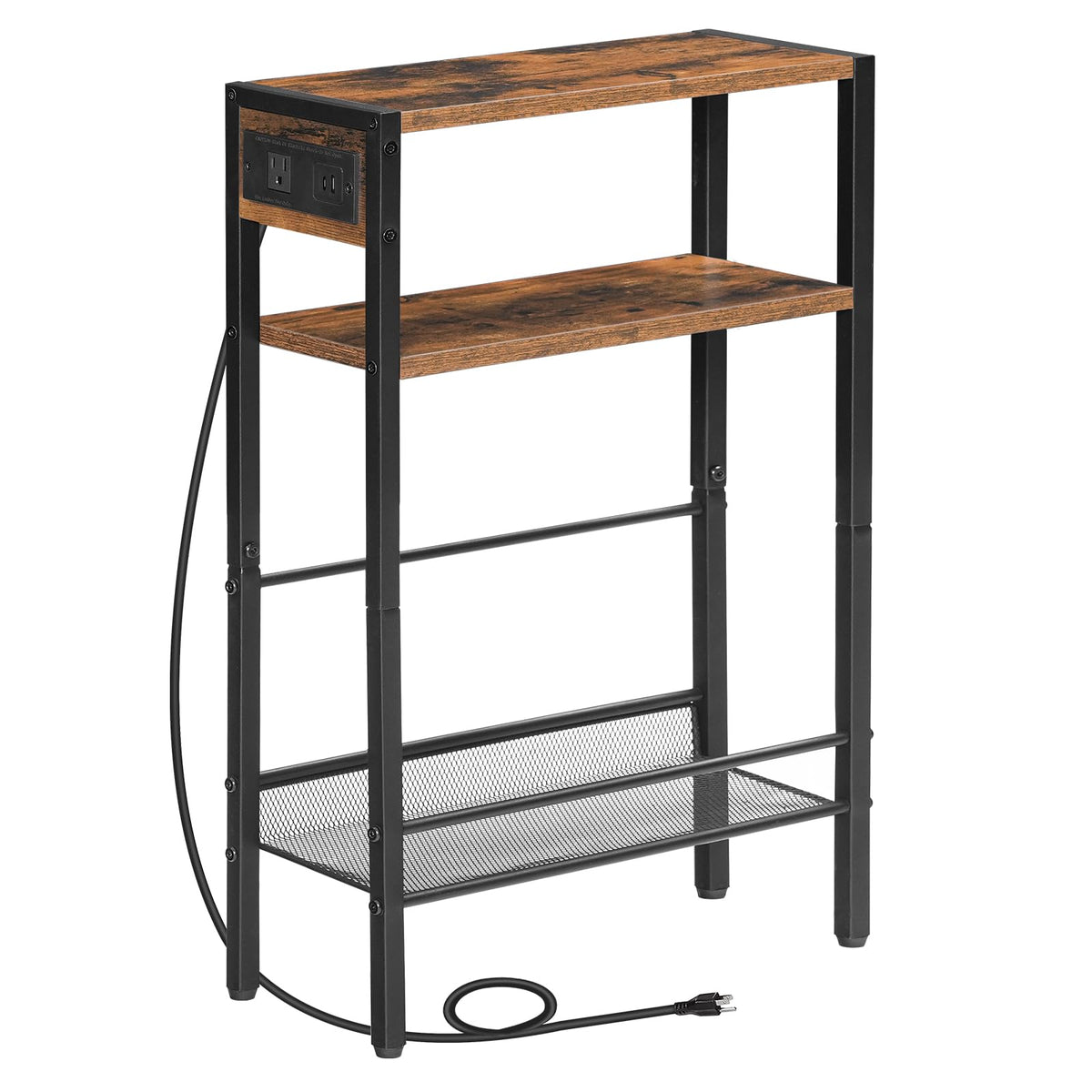 Small Narrow Side Table with Charging Station and Storage Shelf G165954