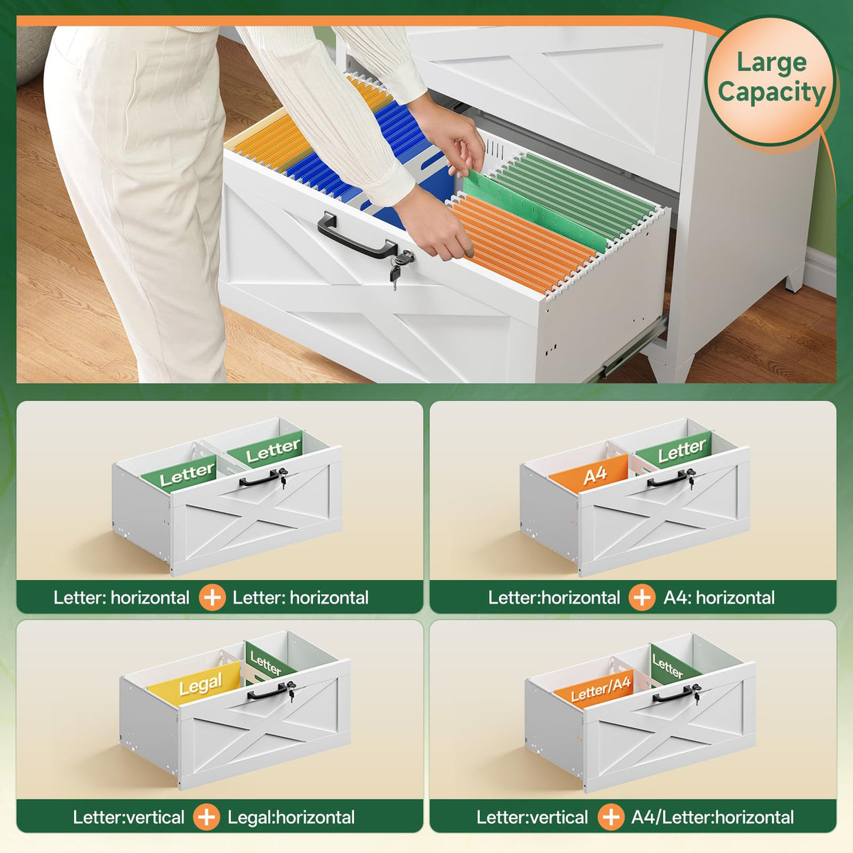 2 Drawer Metal File Cabinet with Lock F808088