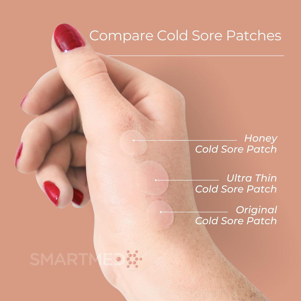 15 mm Hydrocolloid Cold Sore Patches with Lysine, Honey, Zinc & Lemon Balm, 24 Count J904