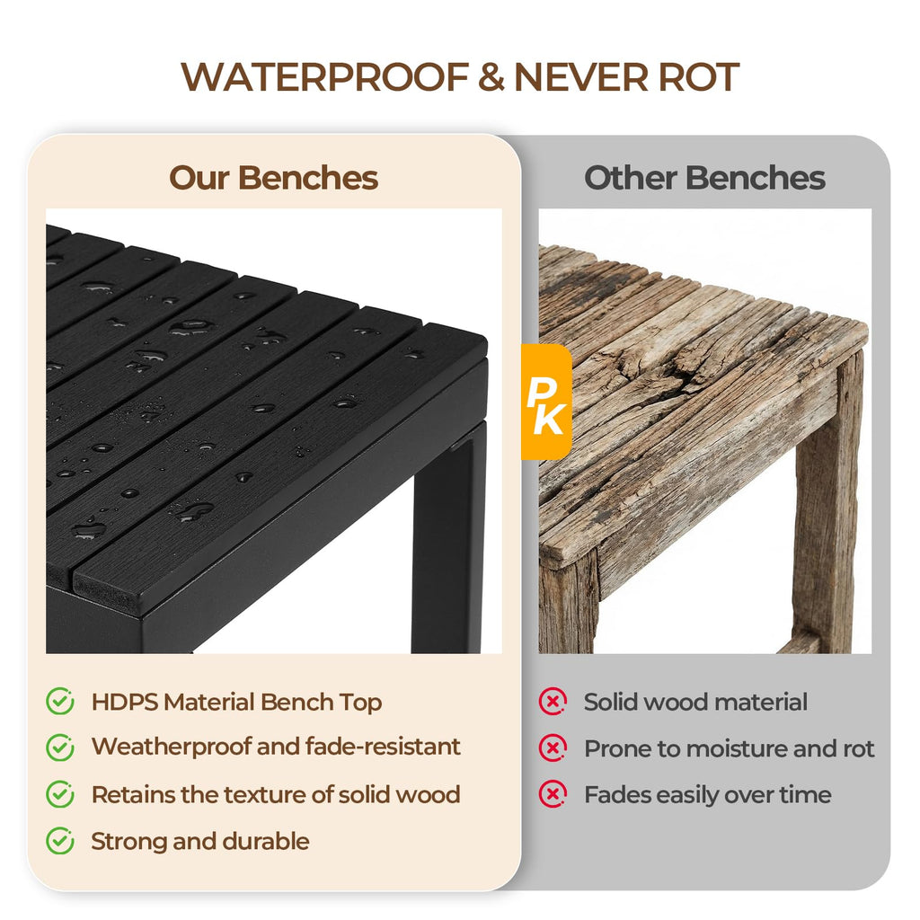 Black 2-Person Outdoor Bench I52807