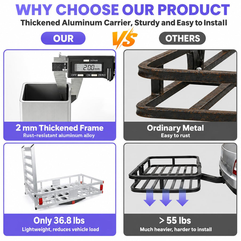 50 × 30 × 9in Aluminum Hitch Cargo Carrier Z860