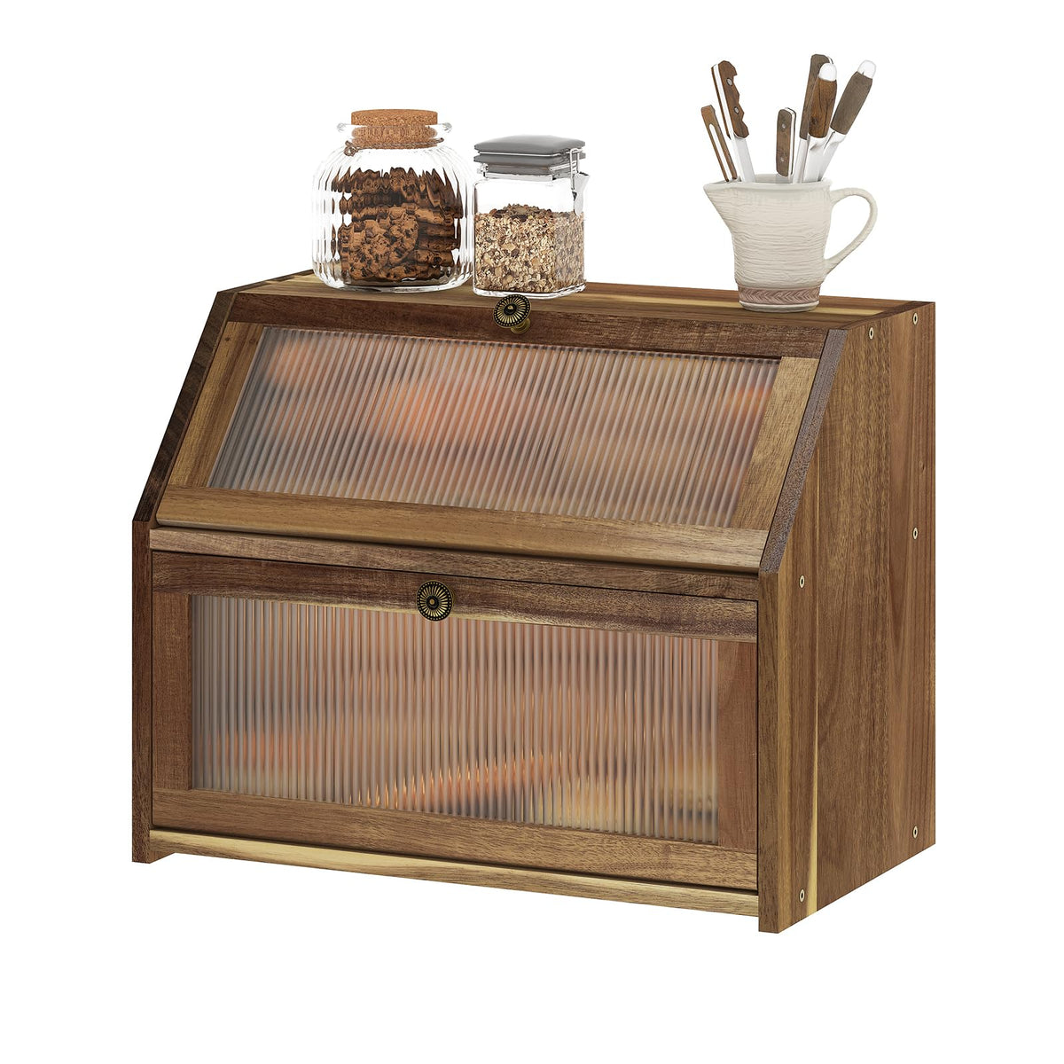 Acacia Wood 2 Layer Bread Box P71292