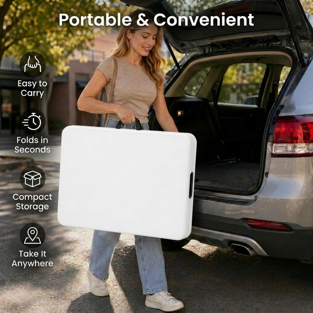 Set of 2 White 6 FT Folding Plastic Table Z246817