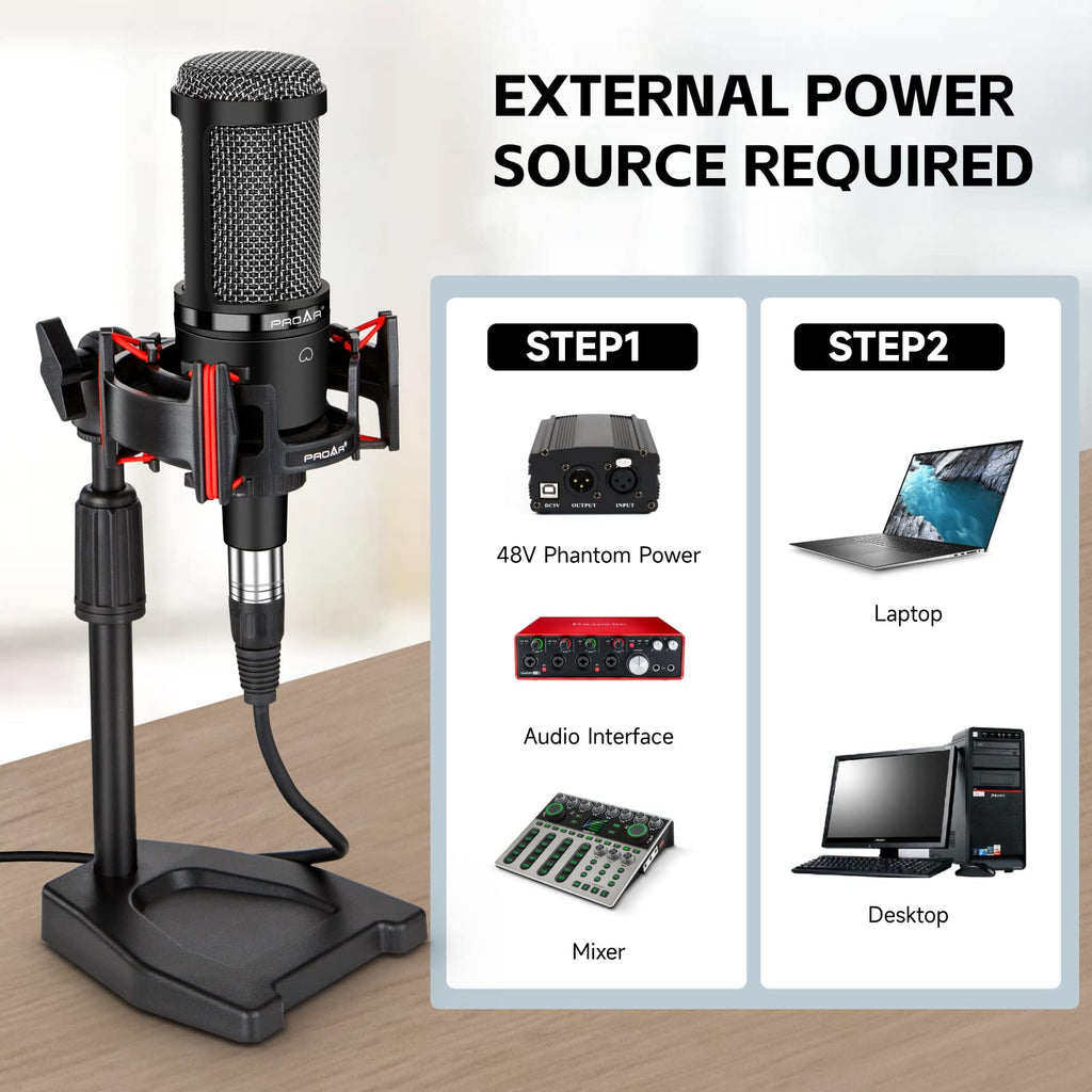 XLR Cardioid Condenser Podcast Microphone with Desktop Stand G35042