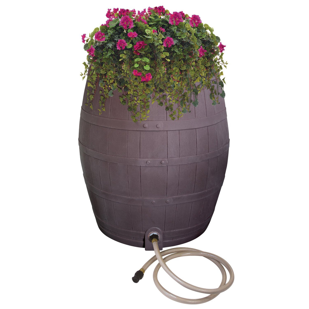 50-Gallon Whiskey Rain Barrel with Planter and Diverter K412304