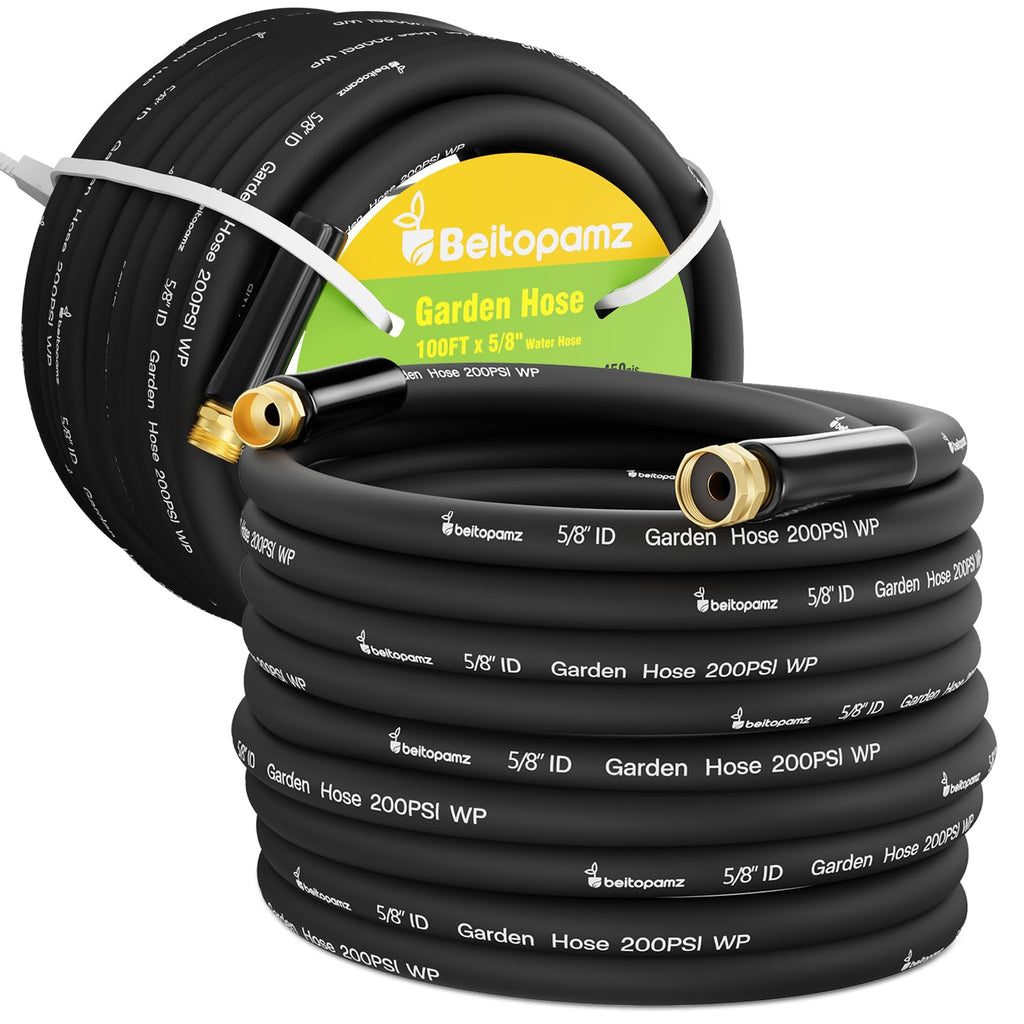 100 ft 5/8 in Heavy Duty Flexible Rubber Hybrid Garden Hose M20484