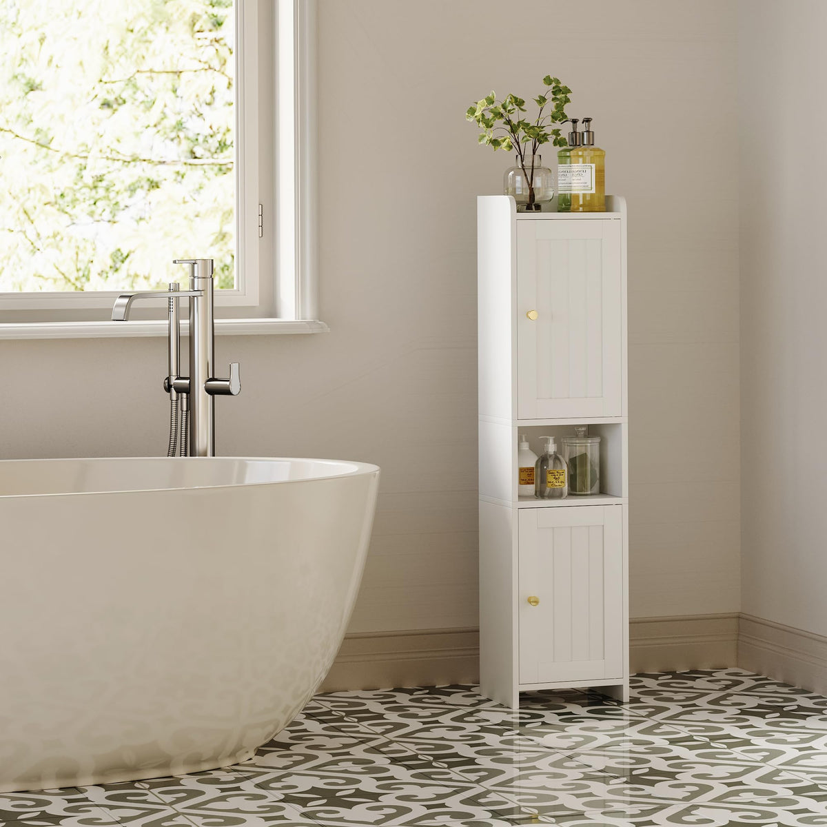White Bathroom Cabinet with 2 Doors S37162