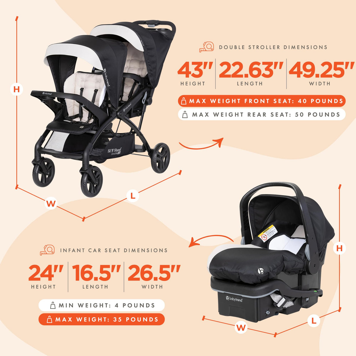Double Stroller & 2 Car Seats R7137