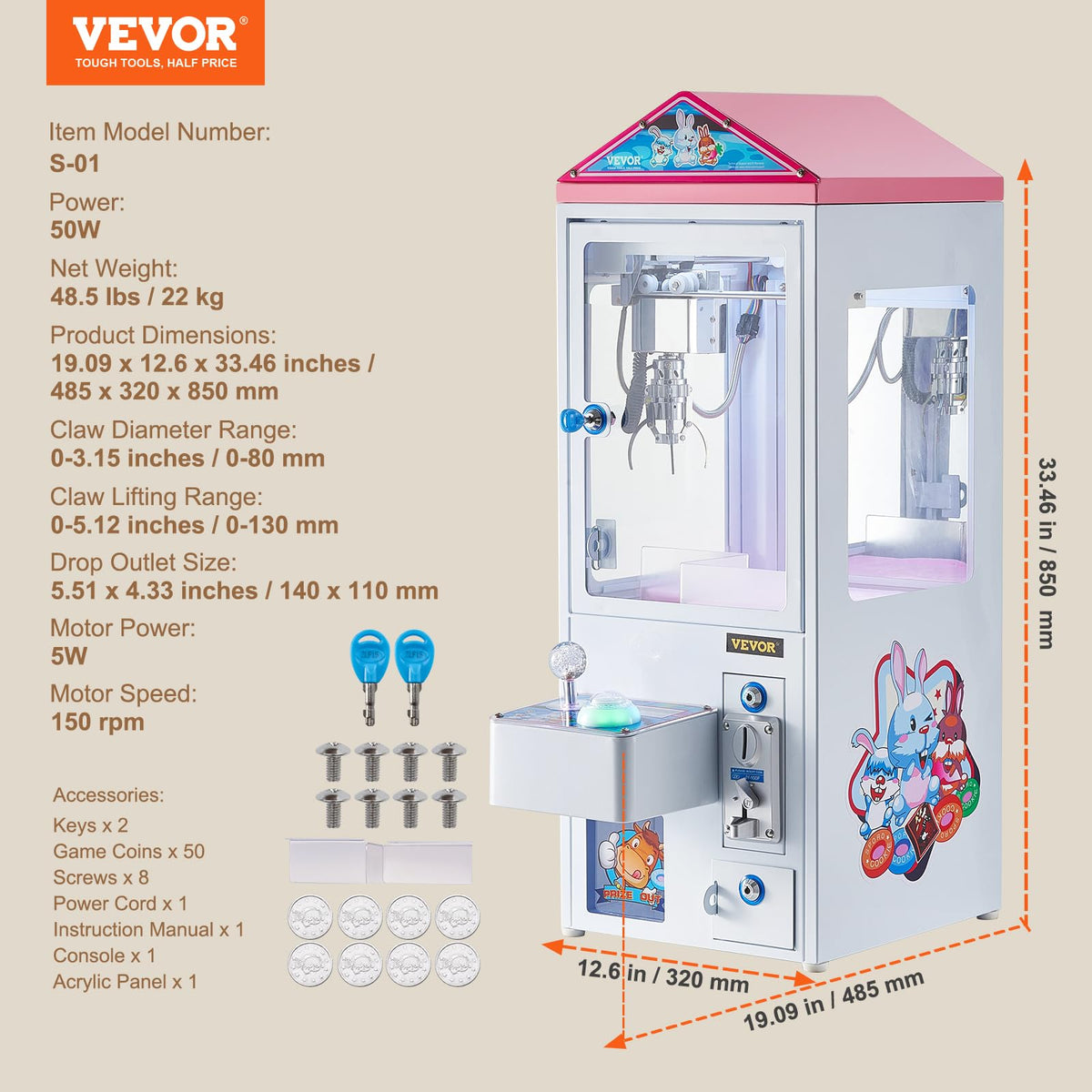Claw Machine with Light and Sound X993