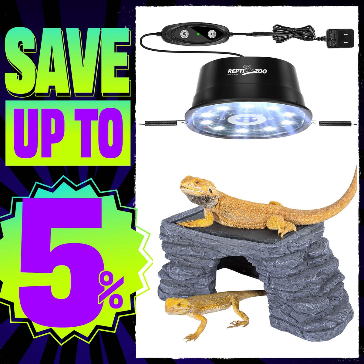 UVB Reptile Light with Basking Platform Combo Kit D650