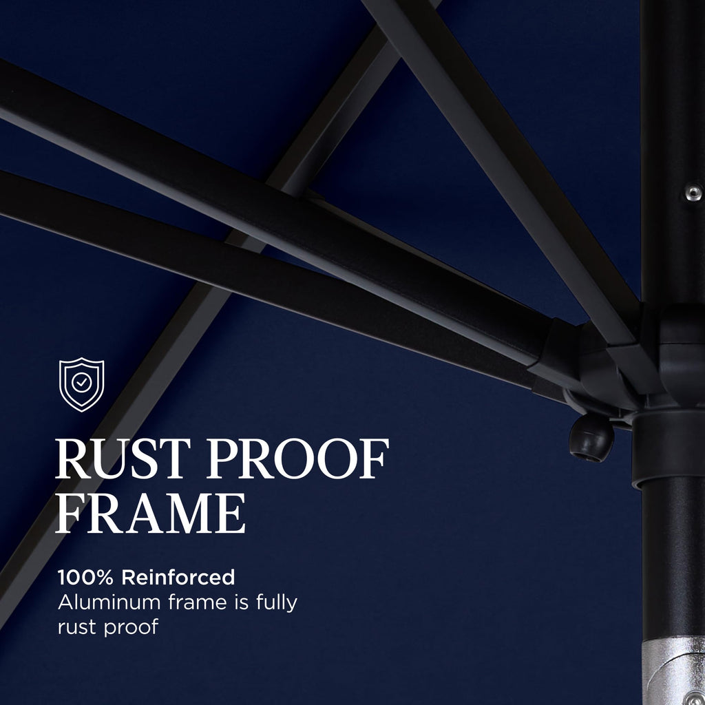 9ft Navy Polyester Patio Umbrella with Aluminum Frame D502787
