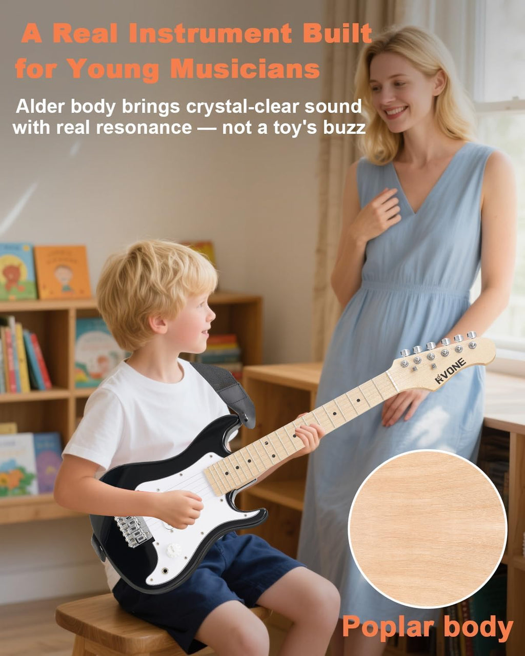 30 Inch Kids Electric Guitar Kit with 5W Amp Black K301