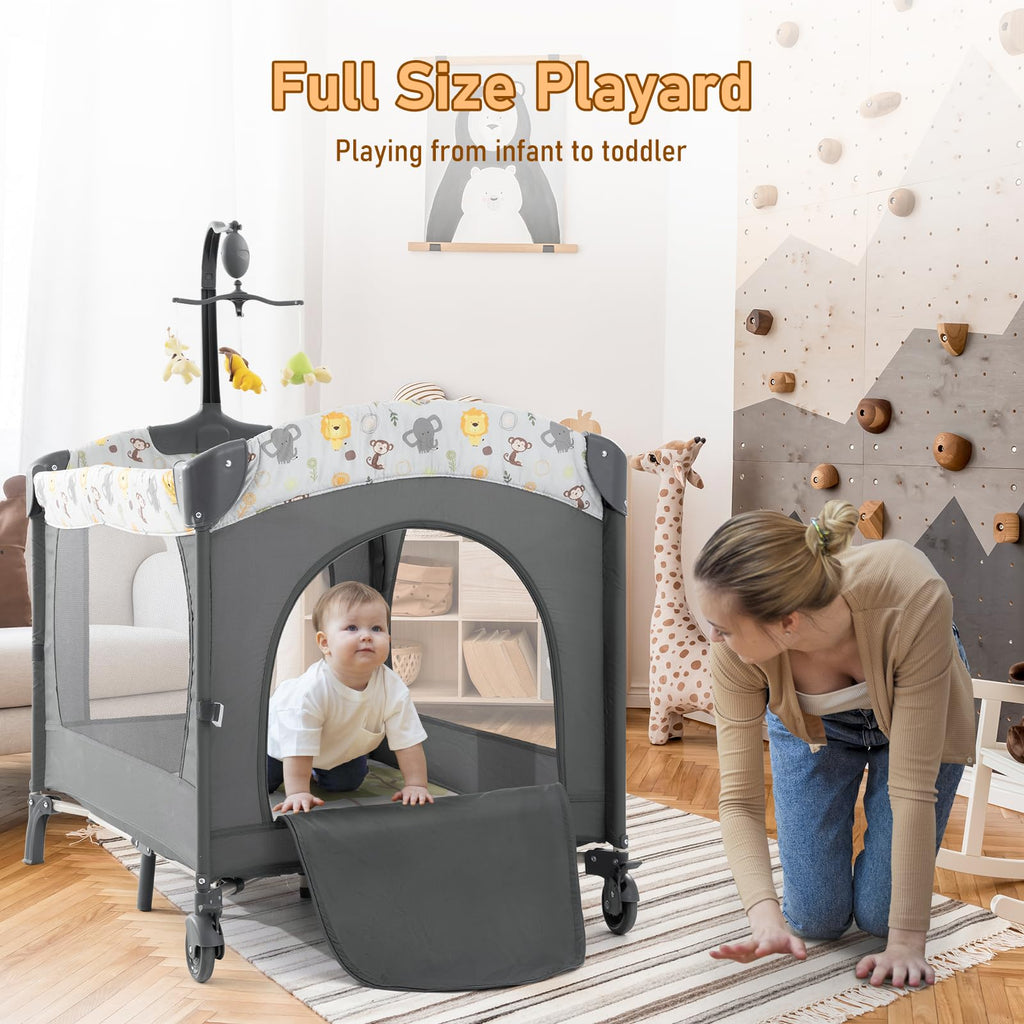 5-in-1 Convertible Baby Crib Bassinet Playpen S27185