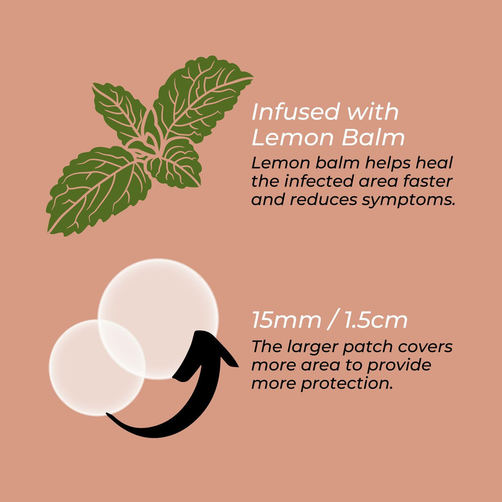 15 mm Hydrocolloid Cold Sore Patches with Lysine, Honey, Zinc & Lemon Balm, 24 Count J904