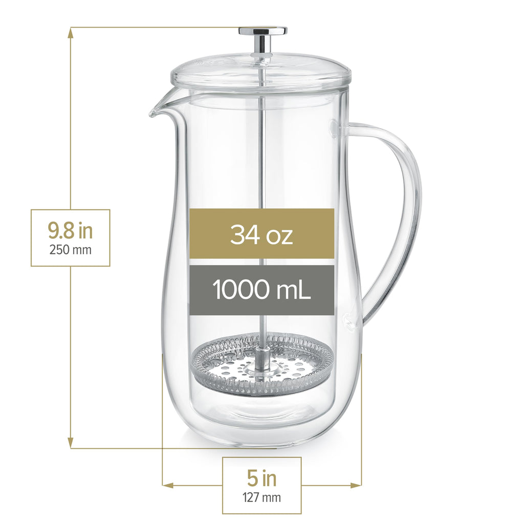 Double-Walled Glass French Press 34 oz R300