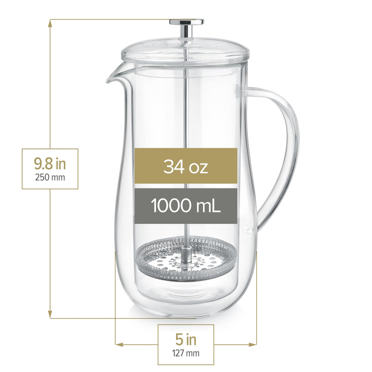 Double-Walled Glass French Press 34 oz R300