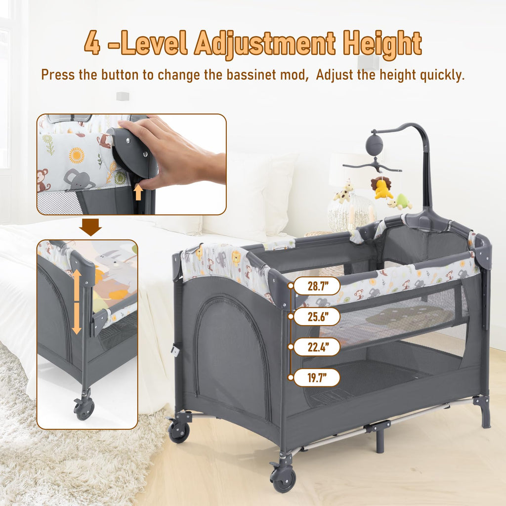 5-in-1 Convertible Baby Crib Bassinet Playpen S27185