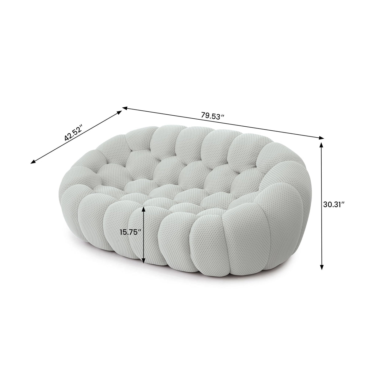 Light Grey Curved Upholstered Sofa E6508