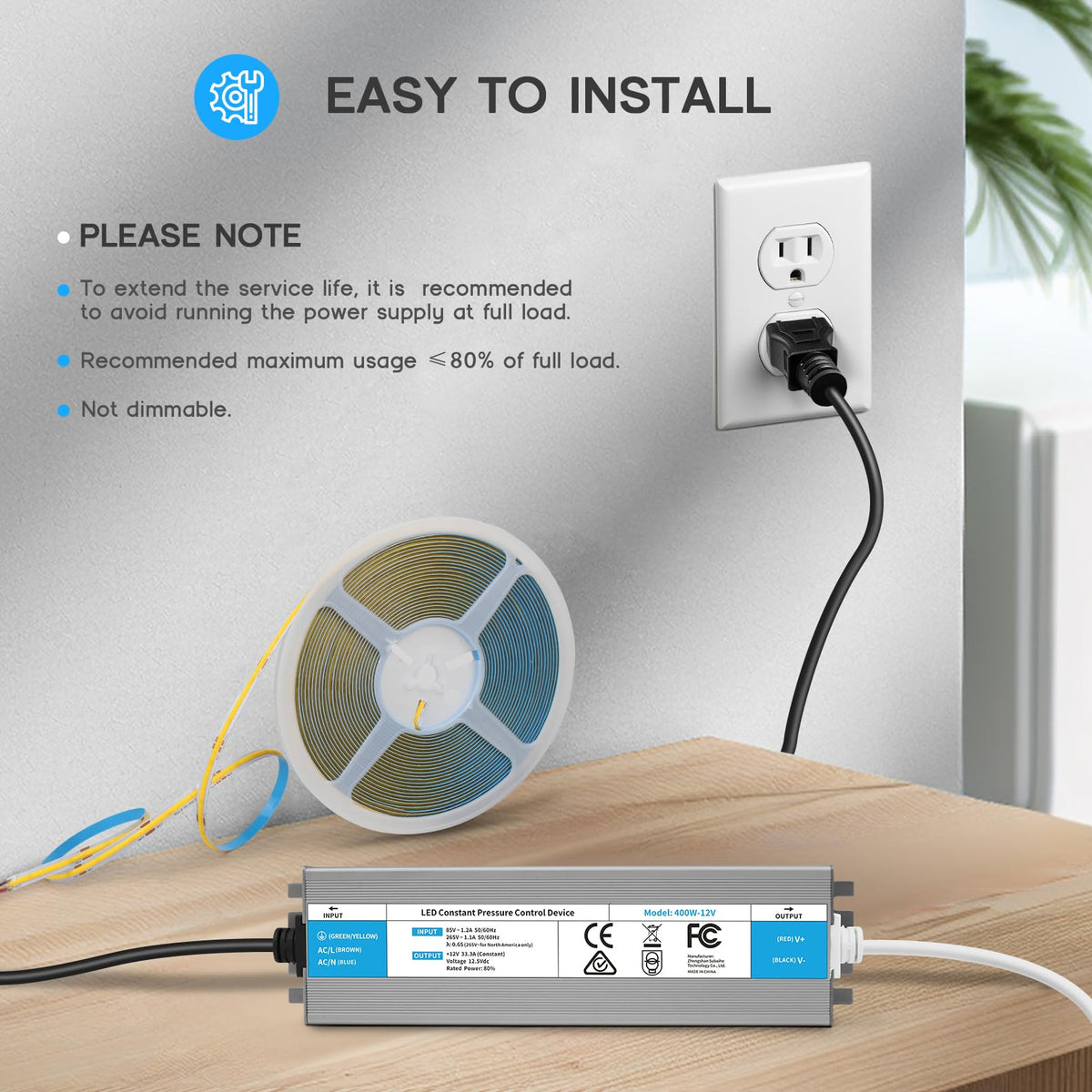 200 Watts Waterproof IP67 LED Driver 85V-265V AC to 12V DC Converter E13156