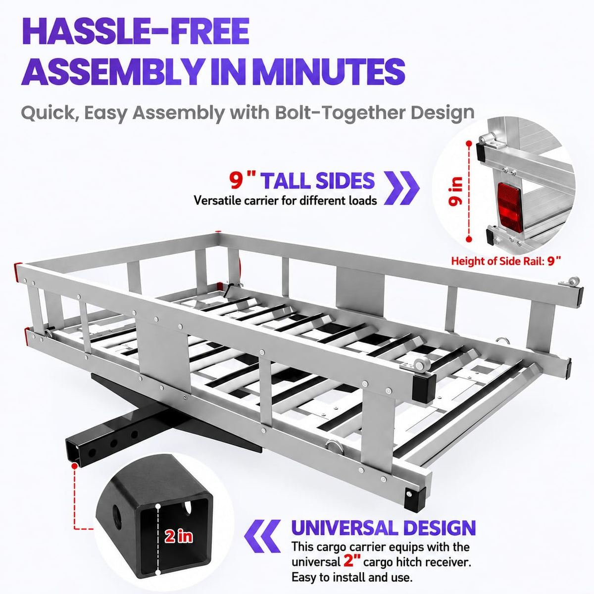 50 × 30 × 9in Aluminum Hitch Cargo Carrier Z860