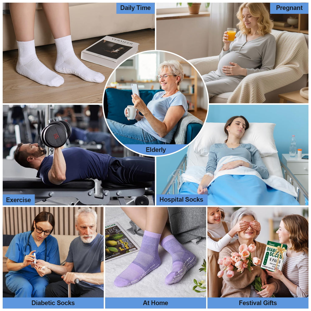 Non Slip Diabetic Ankle Socks 6 Pairs D711242
