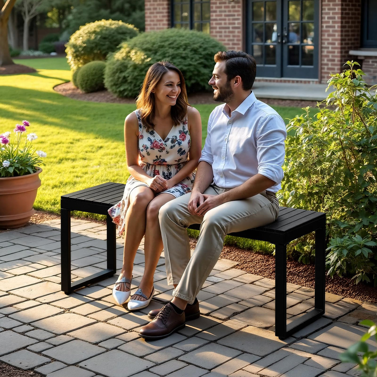 Black 2-Person Outdoor Bench I52807