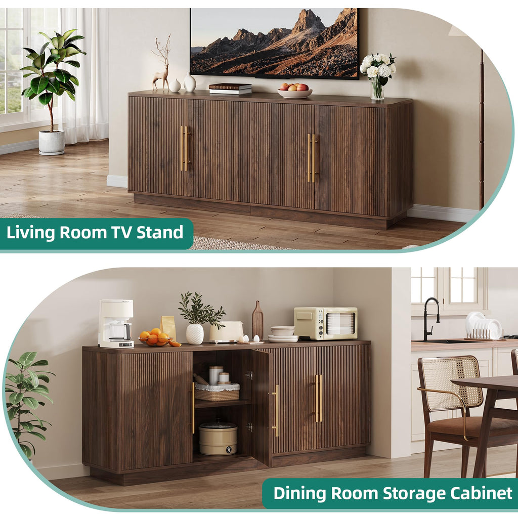 70" TV Stand with 4 Fluted Doors Y691442