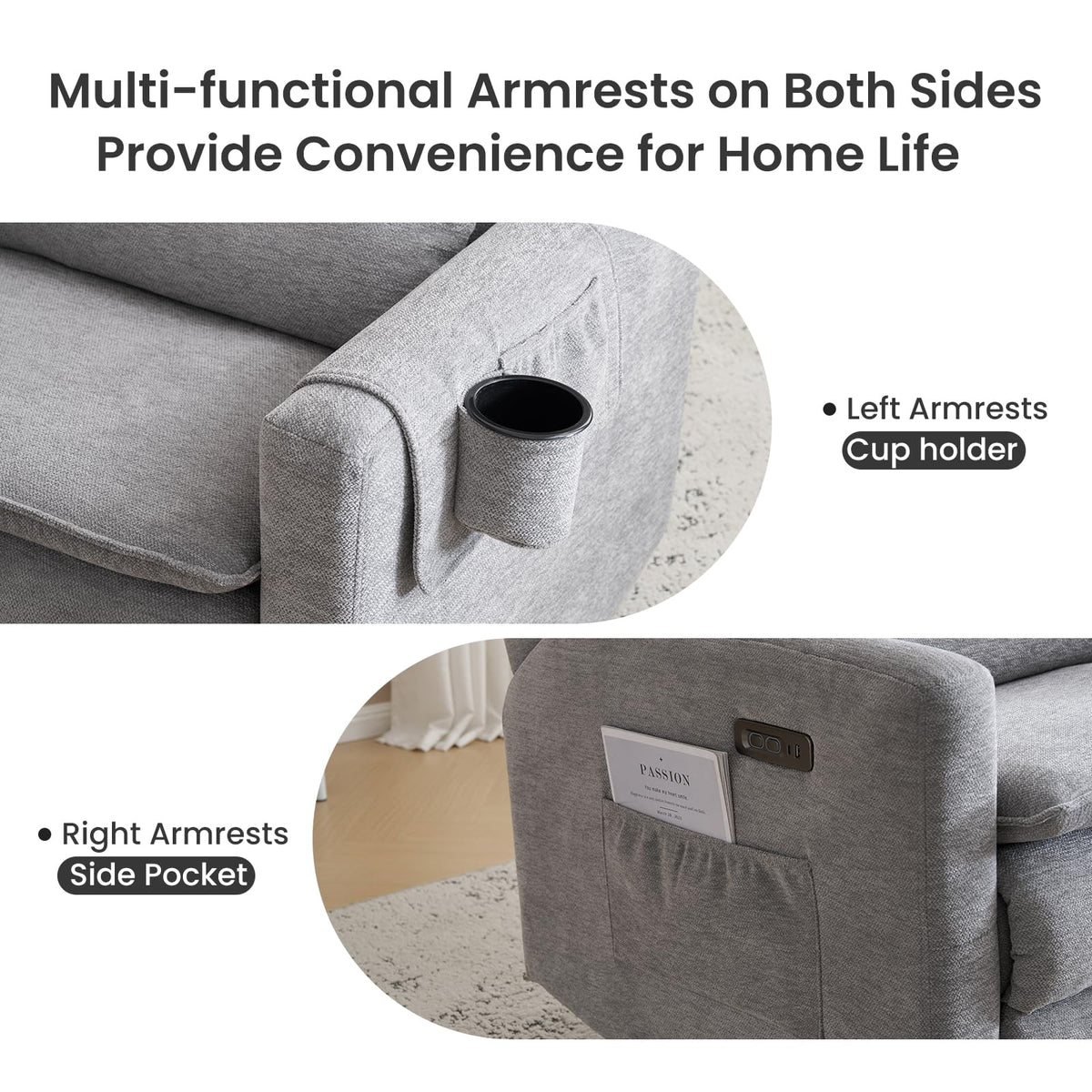 Oversized Swivel Rocker Recliner with Adjustable Headrest M1168