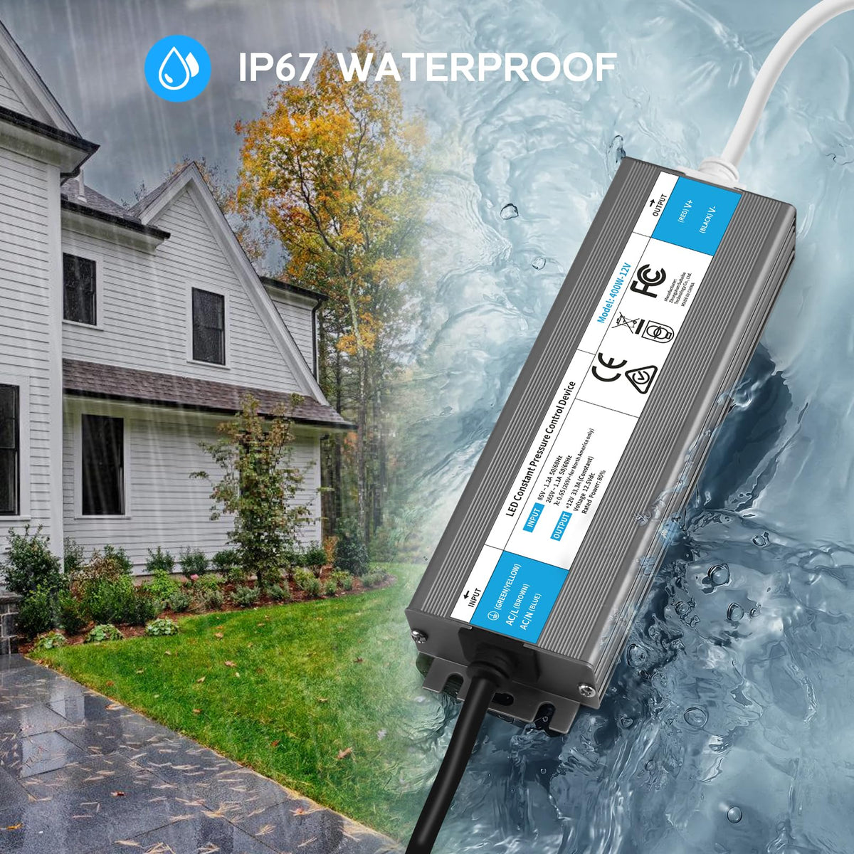 200 Watts Waterproof IP67 LED Driver 85V-265V AC to 12V DC Converter E13156