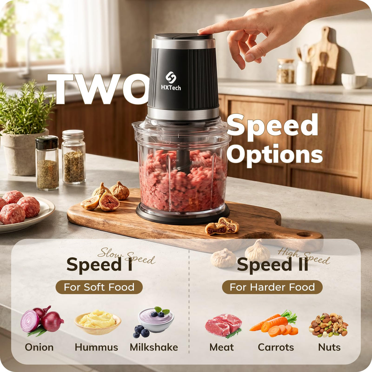 4 Cup 2-Speed Electric Food Processor Set with 2 Bowls U490