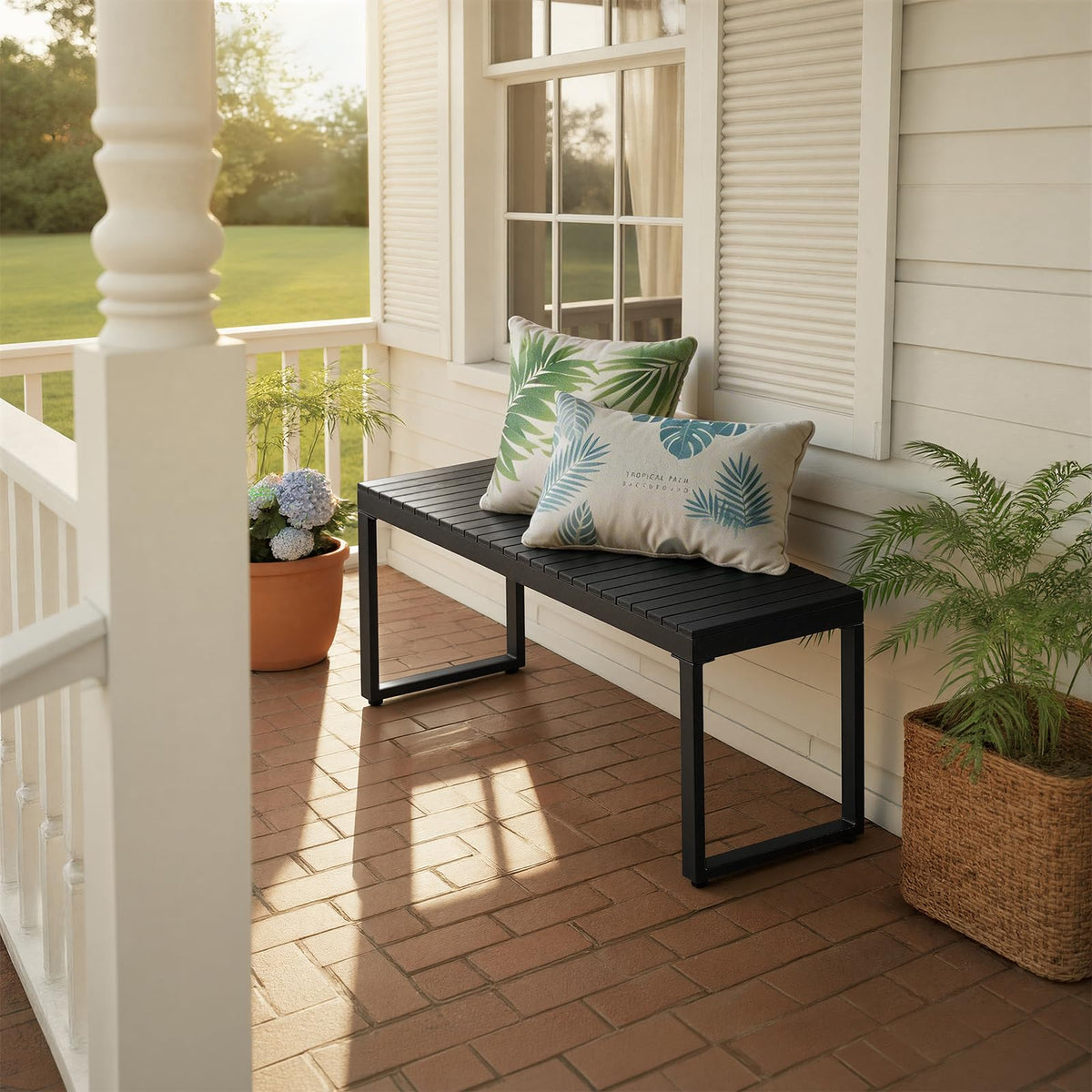 Black 2-Person Outdoor Bench I52807