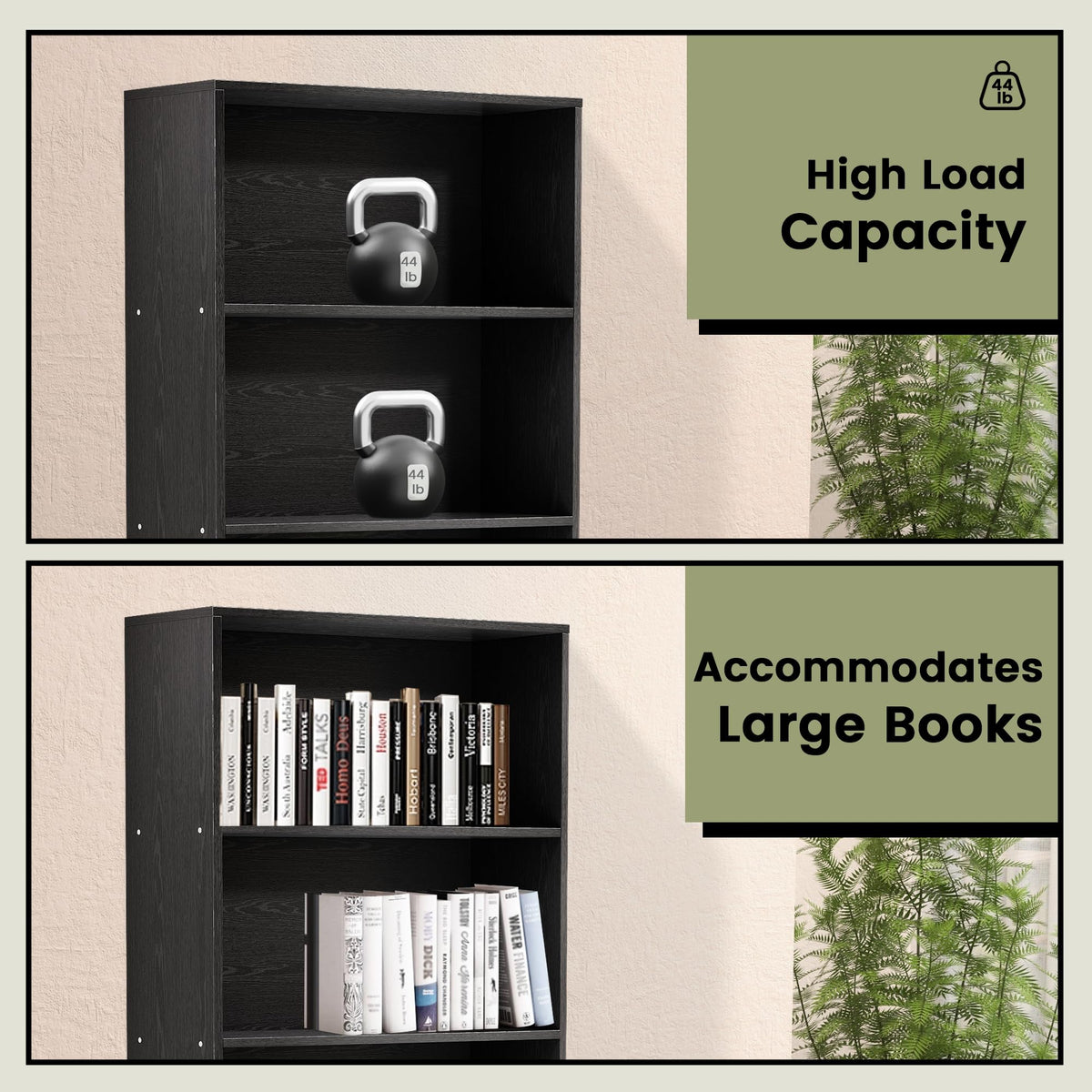 71" Tall 6-Tier Black Bookshelf O933261