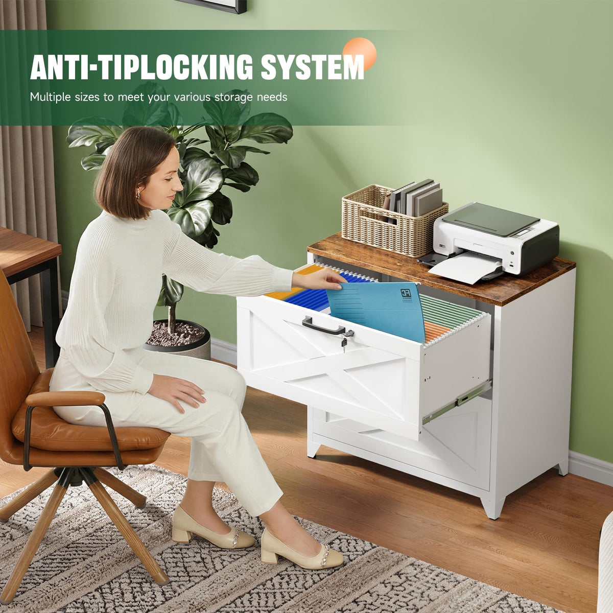 2 Drawer Metal File Cabinet with Lock F808088