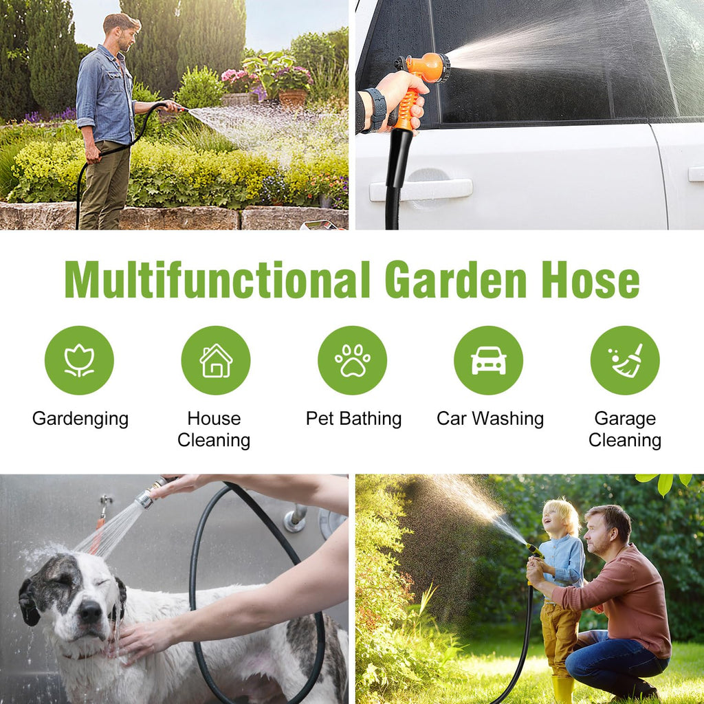 100 ft 5/8 in Heavy Duty Flexible Rubber Hybrid Garden Hose M20484