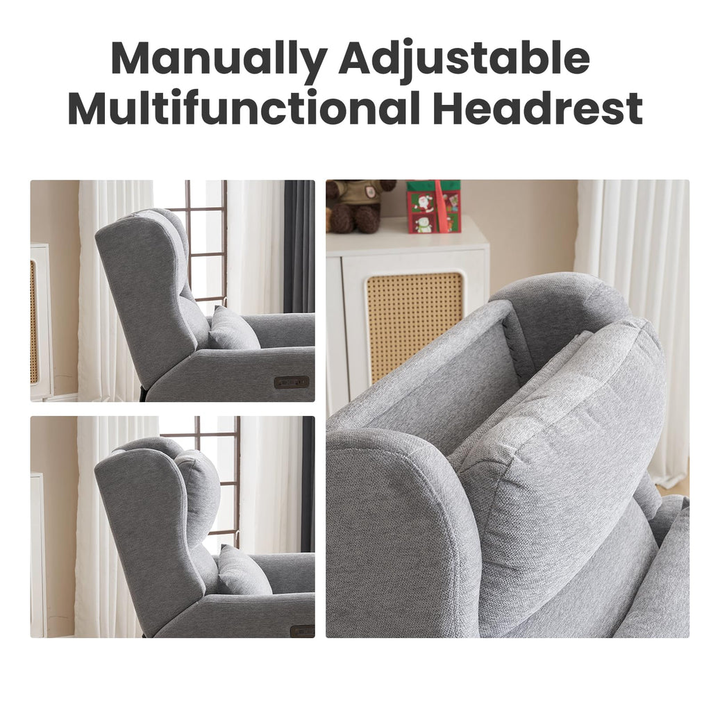 Oversized Swivel Rocker Recliner with Adjustable Headrest M1168