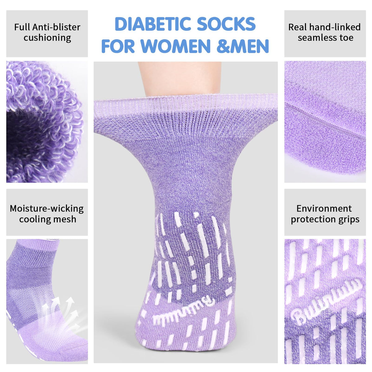 Non Slip Diabetic Ankle Socks 6 Pairs D711242
