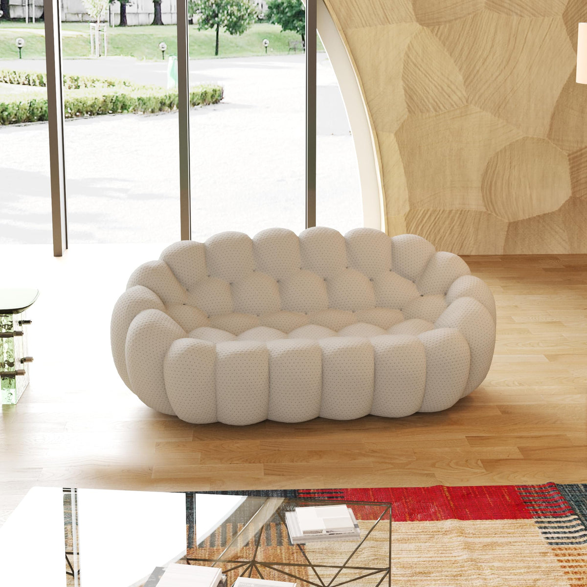 Light Grey Curved Upholstered Sofa E6508