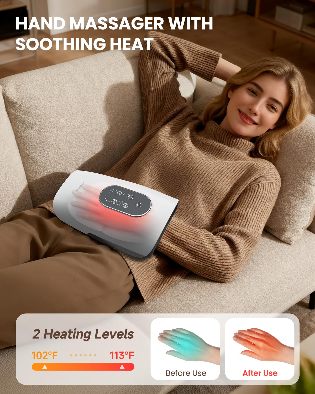 Cordless Hand Massager with Heat Compression Q966