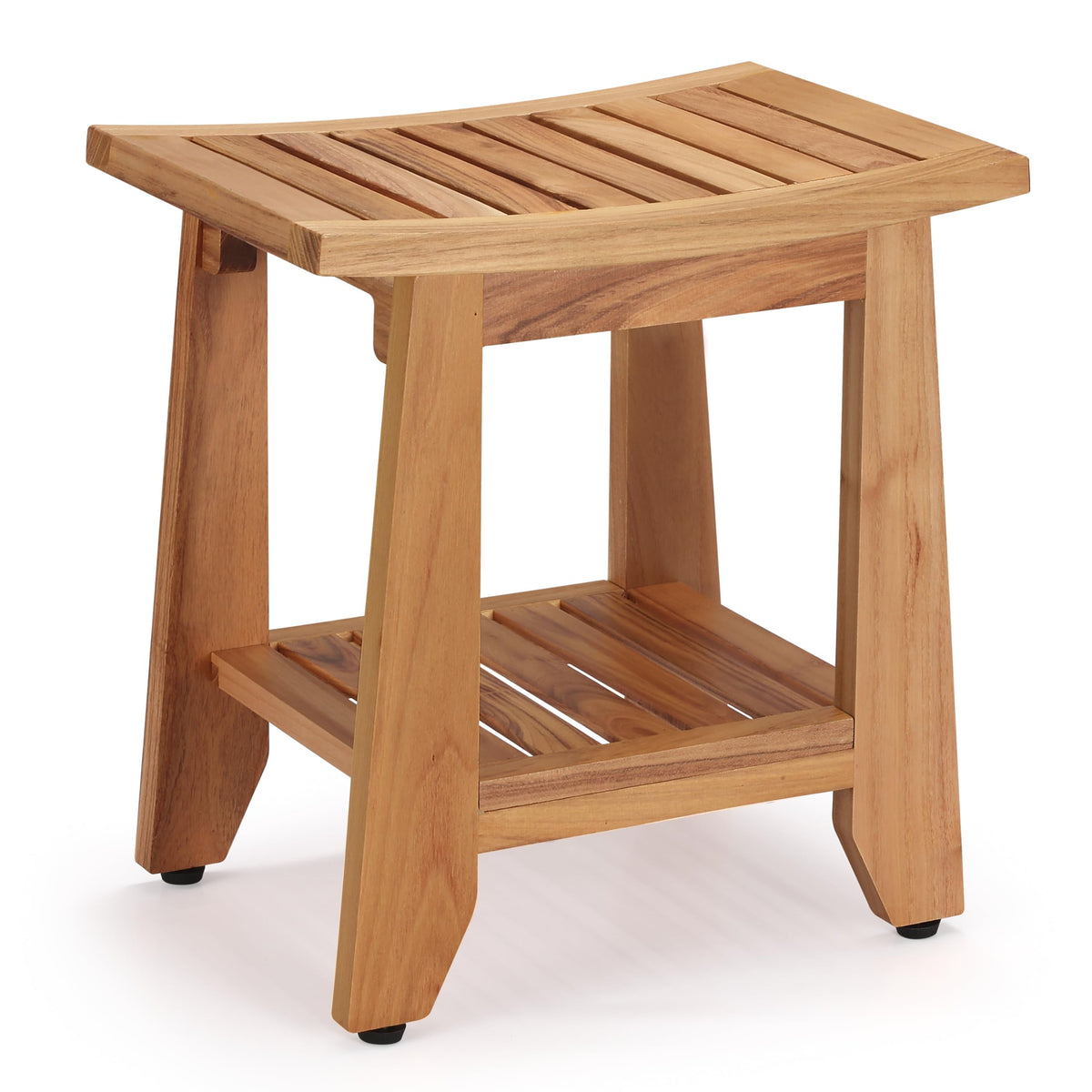 14'' Waterproof Teak Shower Bench with Storage Shelf X1191
