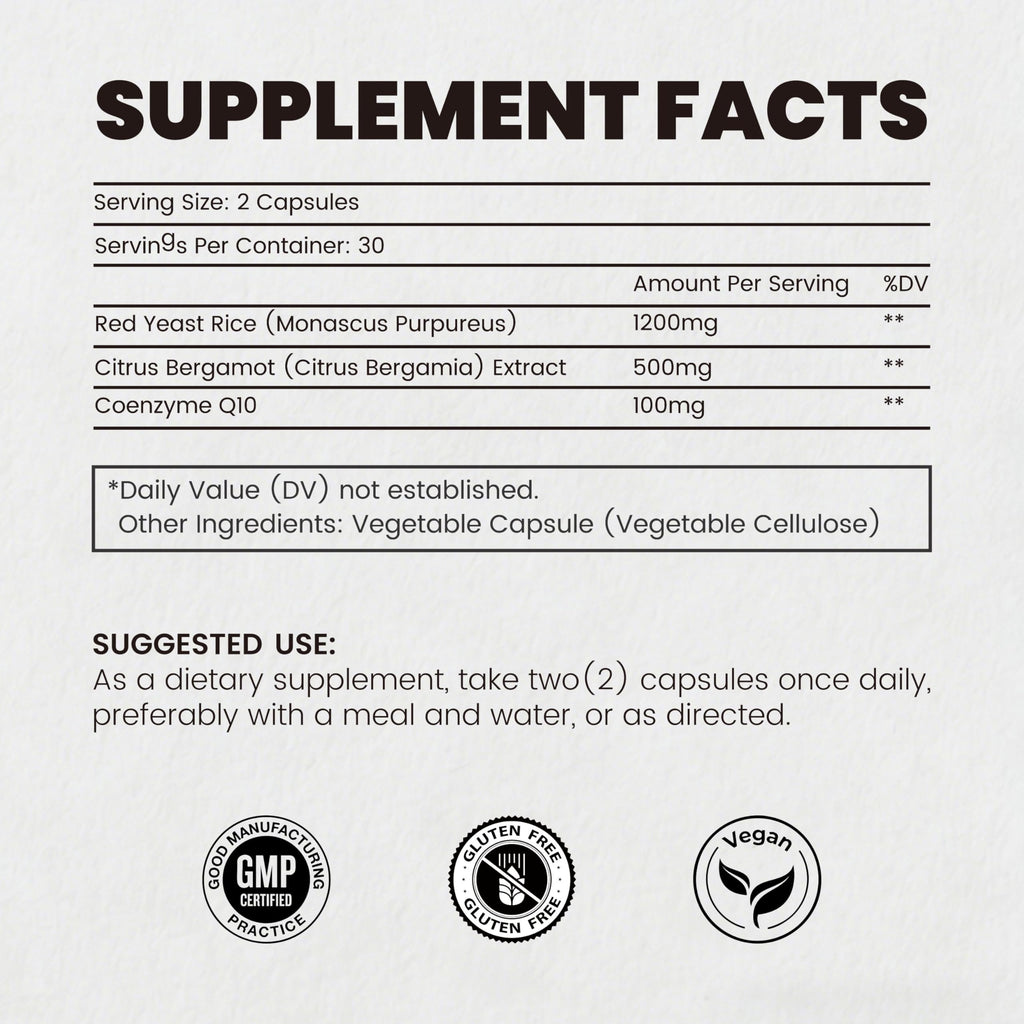 Red Yeast Rice CoQ10 Citrus Bergamot 60 Capsules M69083