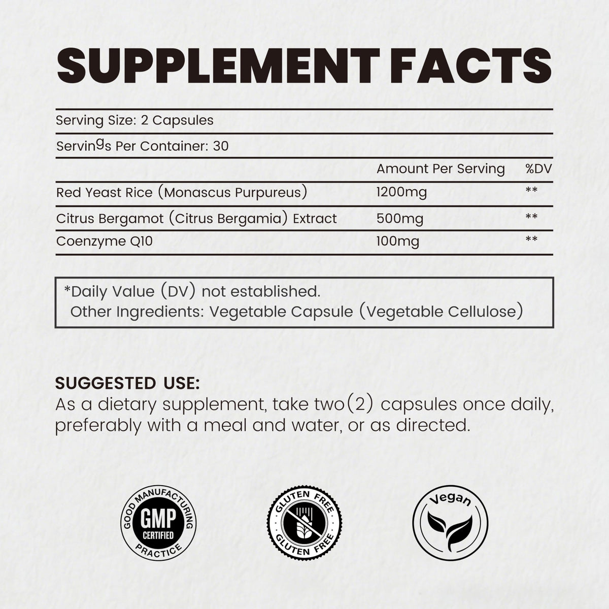 Red Yeast Rice CoQ10 Citrus Bergamot 60 Capsules M69083